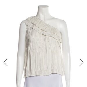 Ulla Johnson Off-White Ruffled One-Shoulder Top